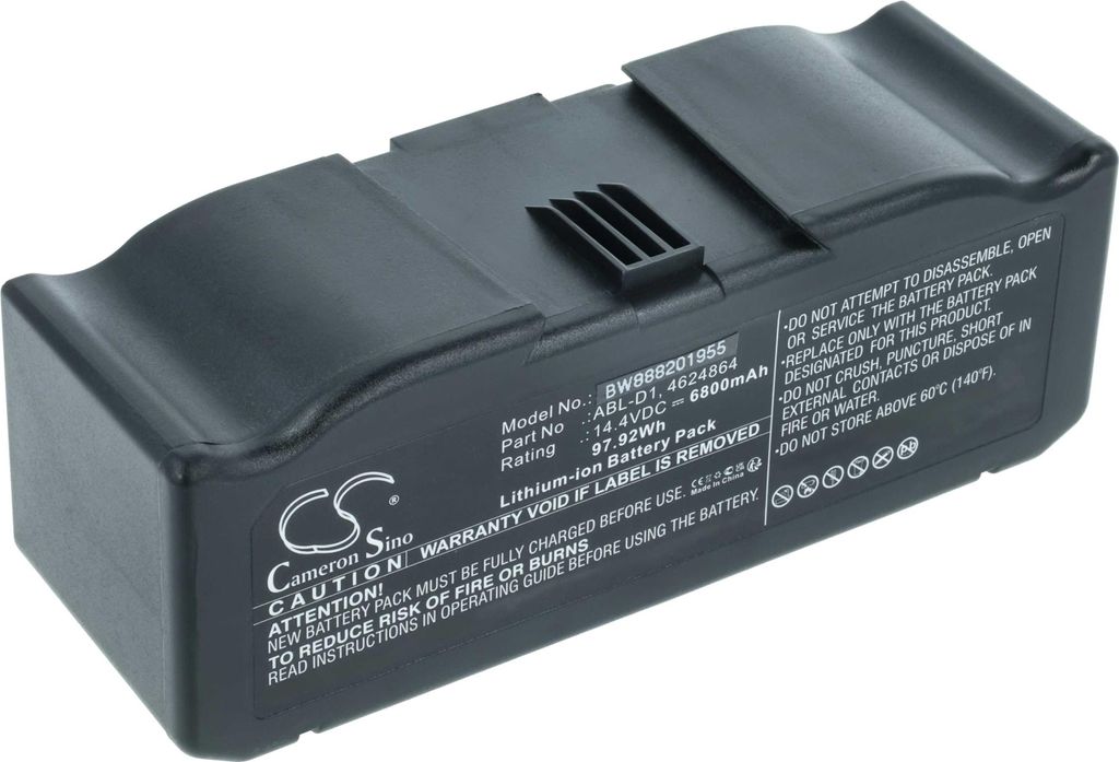vhbw Akku kompatibel mit iRobot Roomba i3+, i315240, i3, i31502F, i315840, i315440, i3152, i3158 Saugroboter Schwarz (6800 mAh, 14,4 V, Li-Ion)