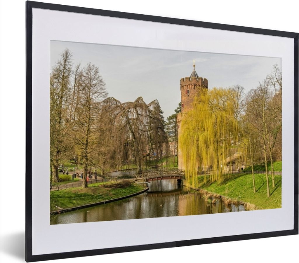 MuchoWow MuchoWow Gerahmtes Poster Wasser - Baum - Nijmegen 40x30 cm - Poster mit zchwarzem Bilderrahmen - Bilderrahmen - Poster im Rahmen
