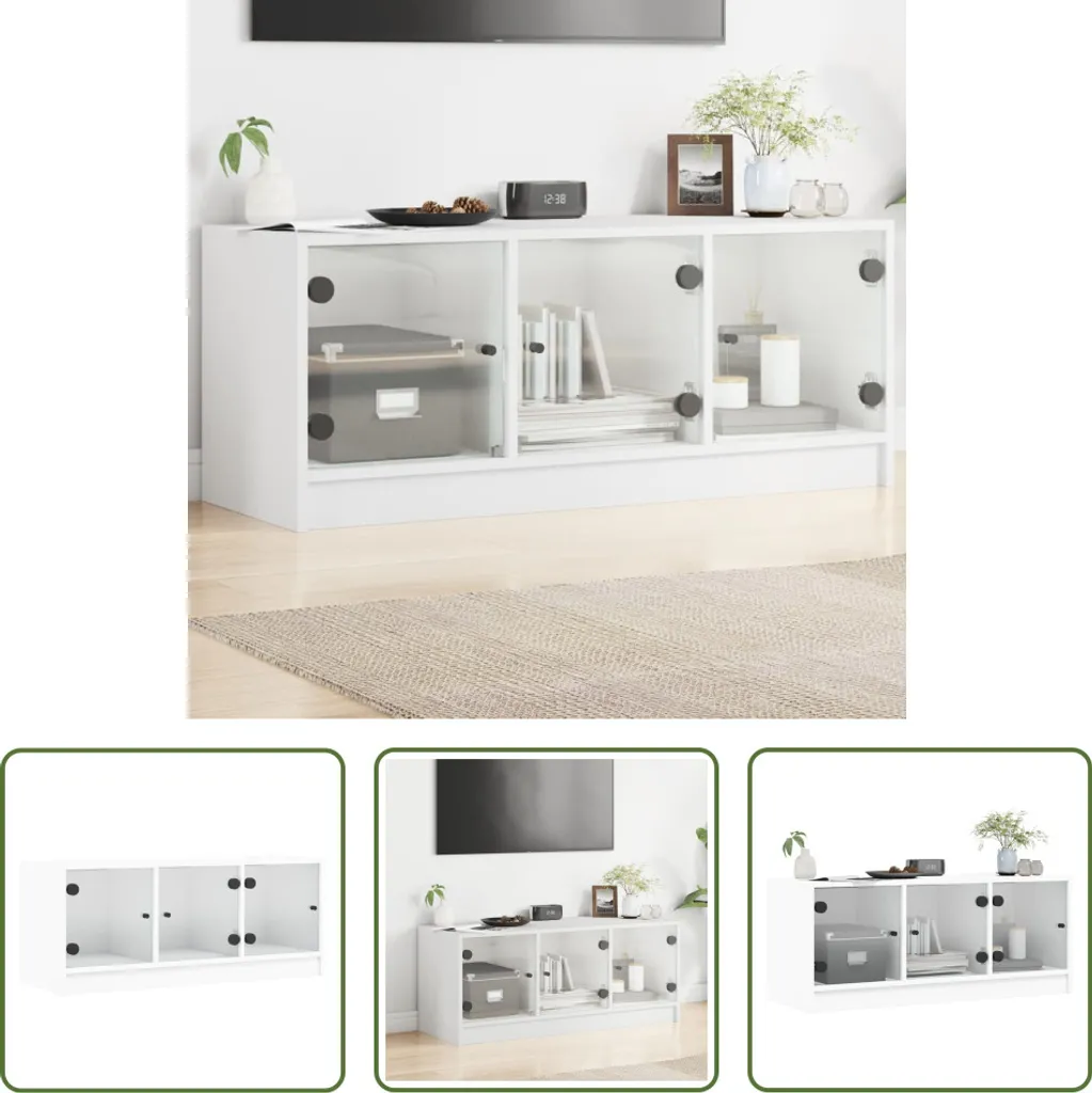 Occasione Mobile TV Bianco 102x37x42 cm | Ante Vetro The Living Store