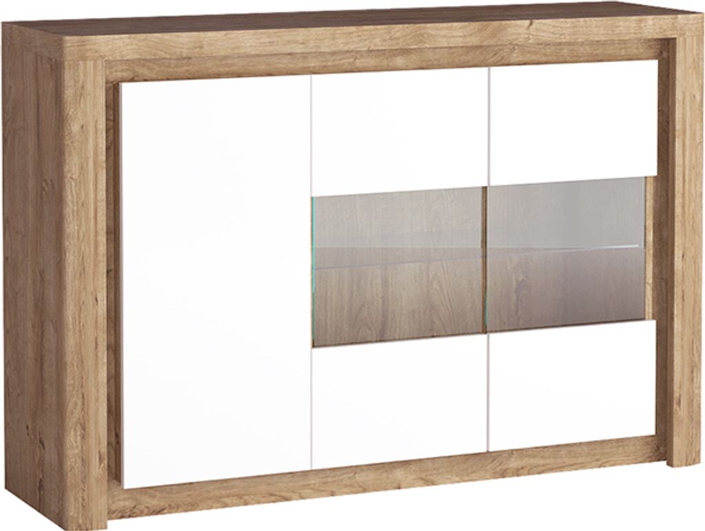Sideboard mit LED Glasbodenbeleuchtung modern in Eiche mit weiß LATINA-161