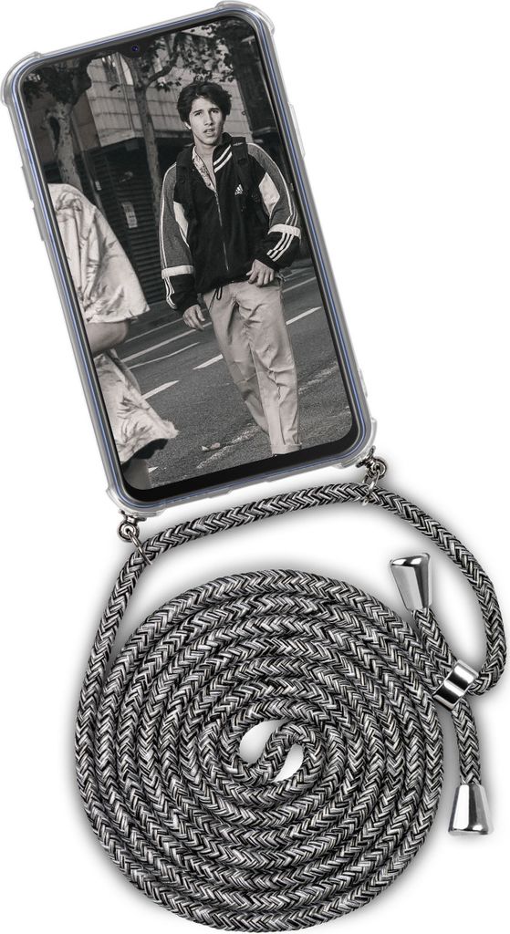 TWIST-Case + TWIST-Cord für Samsung Galaxy A10, Farbe:White Noise (Silber)