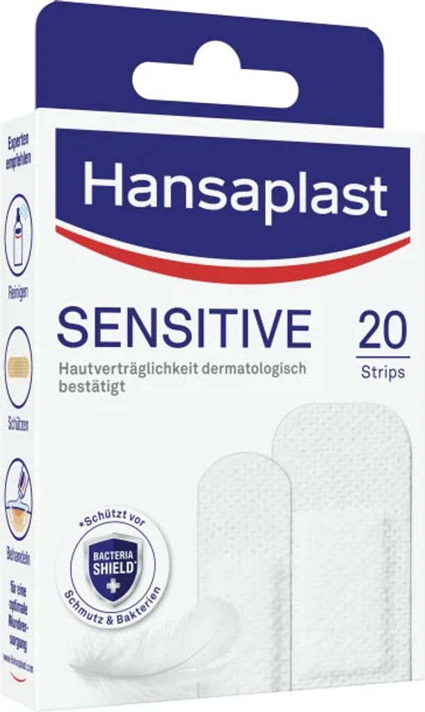 Hansaplast Sensitive Strips, pansements - 20 pièces | Boîte Image du produit 
