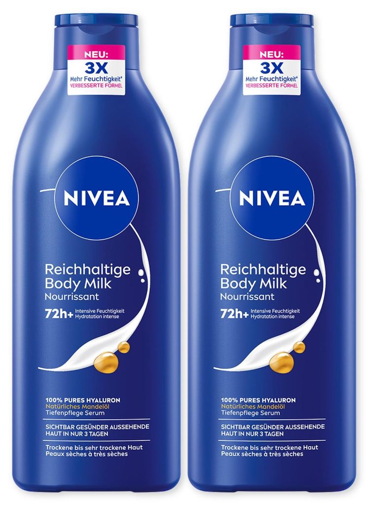 NIVEA Reichhaltige Body Milk 2 x 400ml  72h+ Intensive Produktbild 
