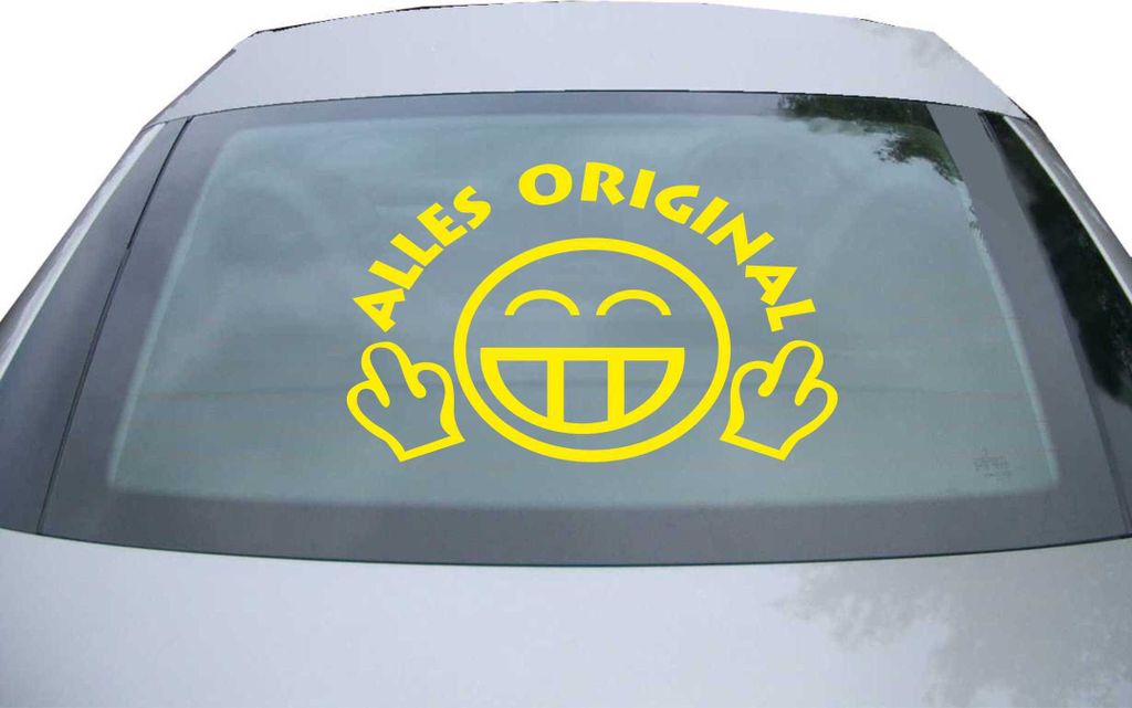 Indigos UG - Aufkleber Heckscheibe & Motorklappe DE2211 - gelb - 600x366 mm - Alles Original - Auto Scheiben Fenster Heckklappe Tuning Racing JDM -...
