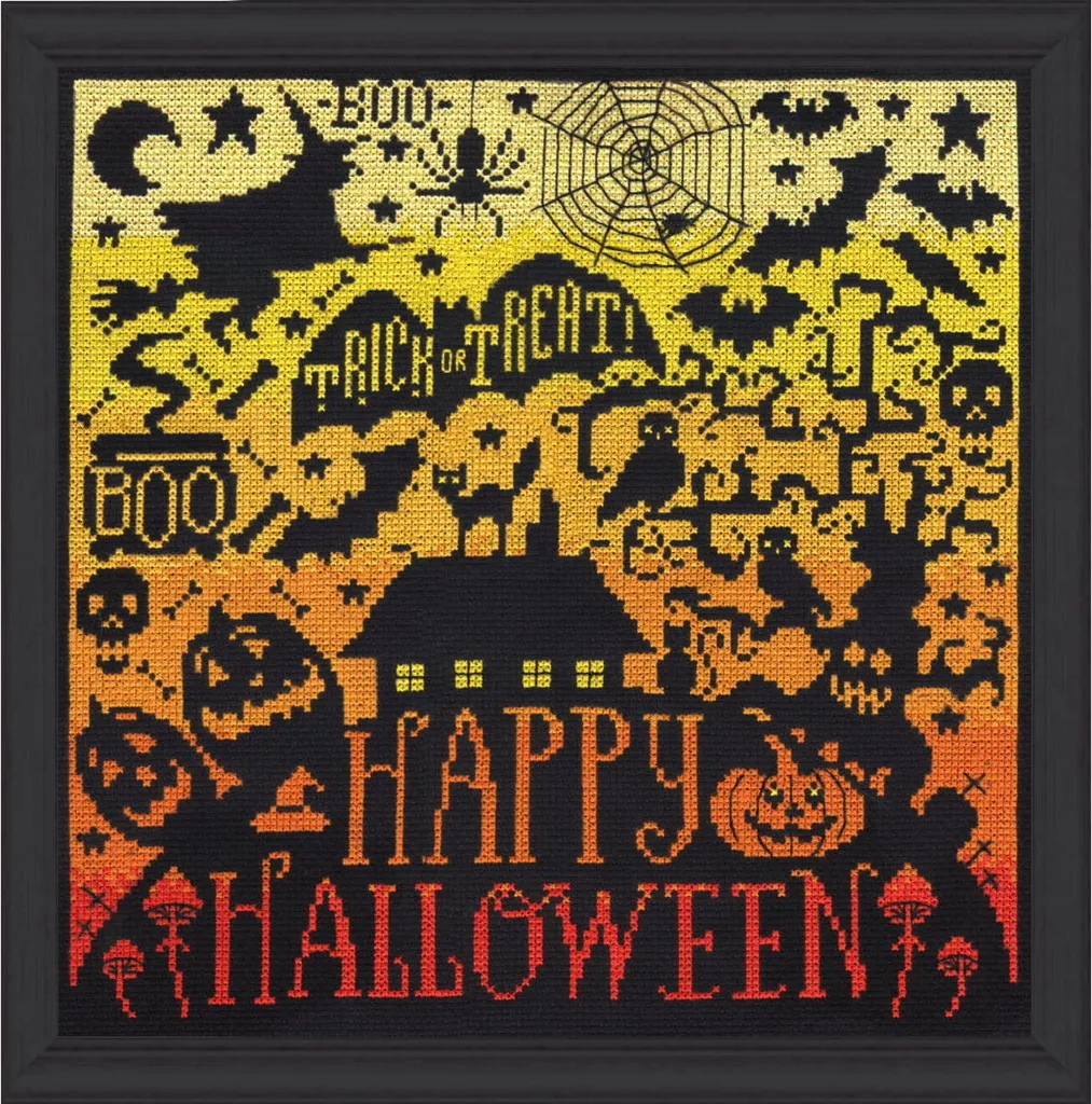 Point de Croix Halloween Complet et Facile pour Créer votre Déco 25x25cm