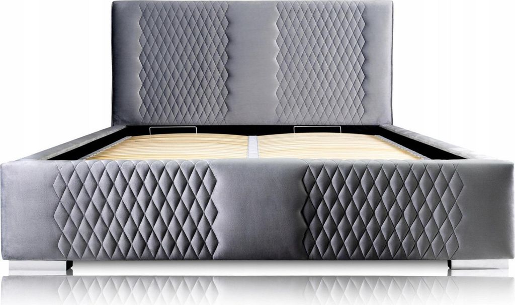 Bett Grau Doppelbett Modern Elegantes Bett Polster Stoff Schlafzimmer Modern Neu
