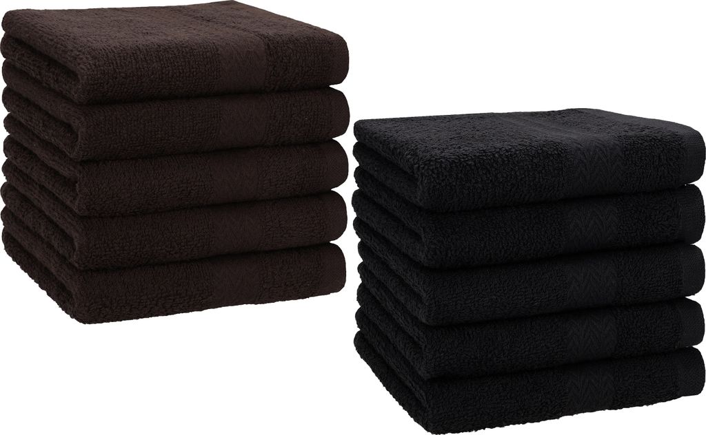 Betz 10 Stück Seiftücher 30x30 cm PREMIUM 100% Baumwolle Farbe: dunkelbraun und schwarz