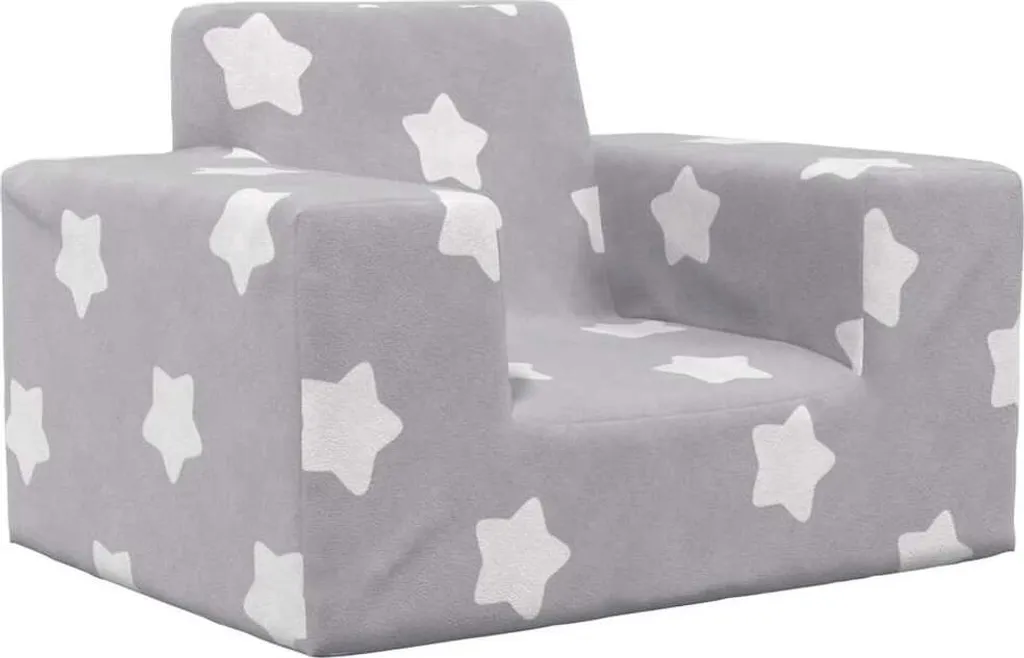 Canapé enfant peluche douce étoiles gris clair - Confort premium bébé