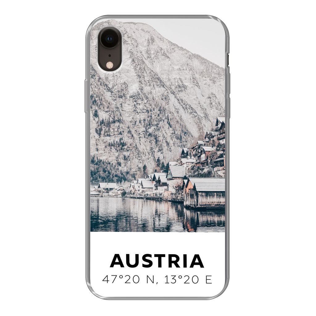 MuchoWow Handyhülle Schutzhülle Hülle für iPhone XR Österreich - Wasser - Berge - Alpen Silikon Softcase Handy Hülle - Schutzdeckel