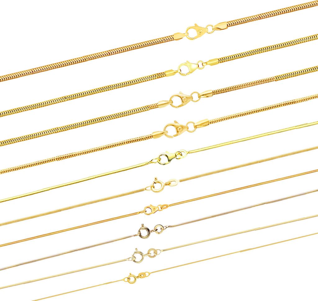 Goldkette Schlangenkette rund Breite 1,4 mm 40 cm - 333 - 8 Produktbild 