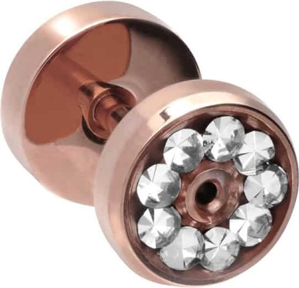 Chirurgenstahl Tunnel KRISTALLRAND EPOXY RoséGold Außendurchmesser: 1,2mm