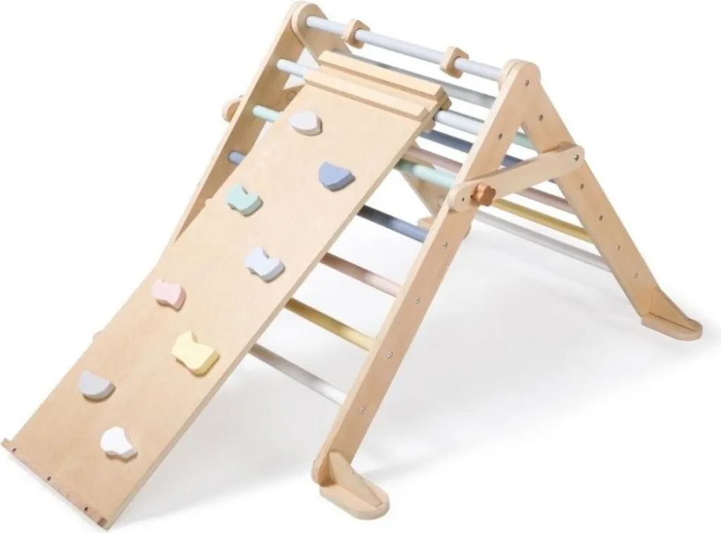 Module de motricité Montessori Triangle d'escalade avec Rampe Pastel