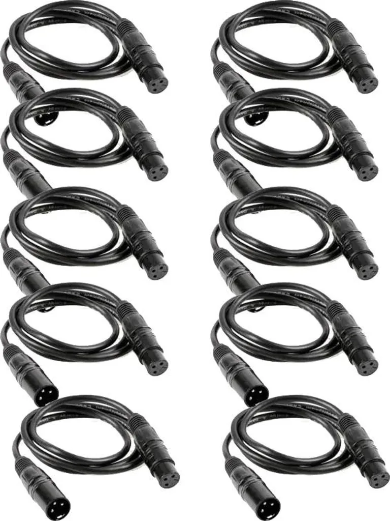 Câble DMX 1m Anti-Signal Perdu 3 Broches Blindé pour Contrôle Stable