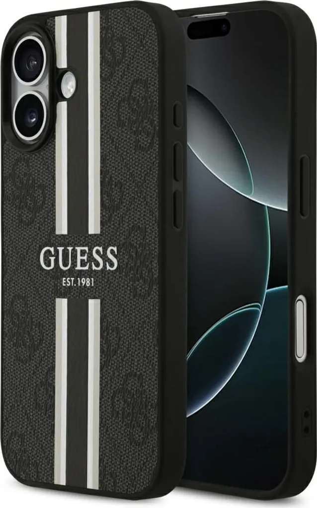 Guess Cover iPhone 17 MagSafe 4G Stripes Nera - Protezione Anti-Urto - 1