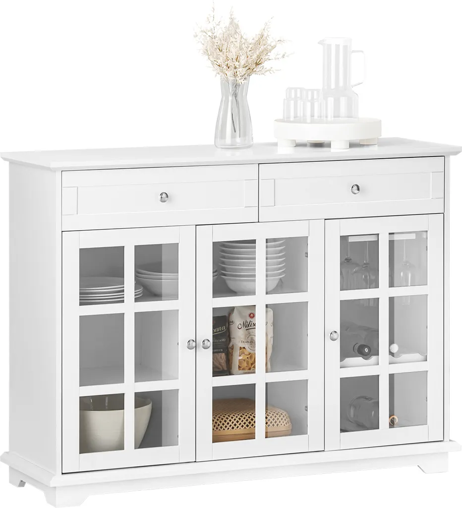 SoBuy FSB77-W Îlot de Cuisine Blanc 119cm - Buffet Commode et Table de Bar