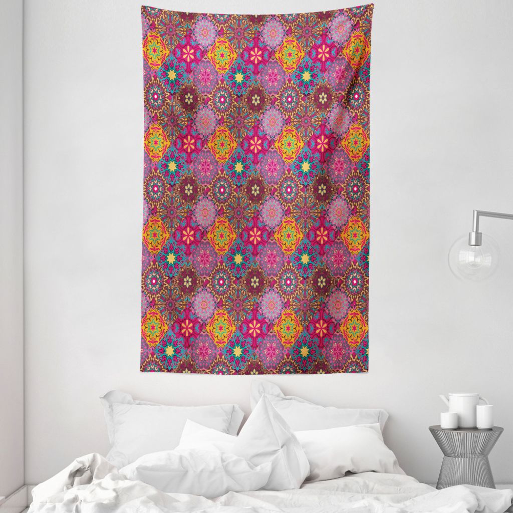 ABAKUHAUS Marokkanisch Wandteppich und Tagesdecke, vibrant Folk aus Weiches Mikrofaser Stoff Waschbar ohne Verblassen Digitaldruck, 140 x 230 cm, M...
