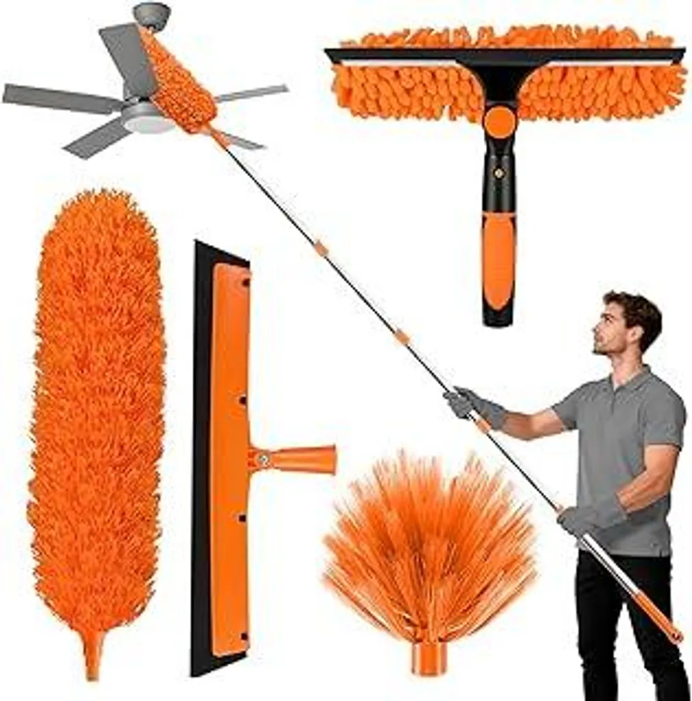 Set Spolverini Lavabili in Microfibra per Soffitti Alti e Mobili