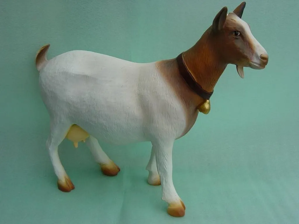 Figurine de jardin chèvre décorative debout en résine effet naturel