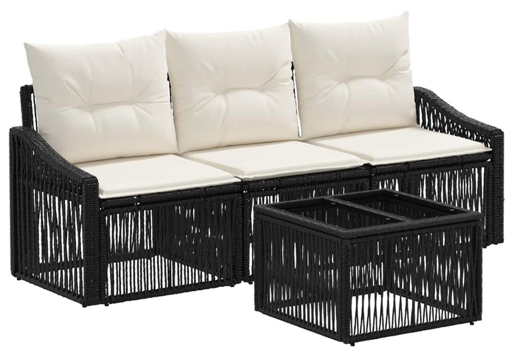 vidaXL Gartensofa-set 4 pcs Schwarz Poly-Rattan
