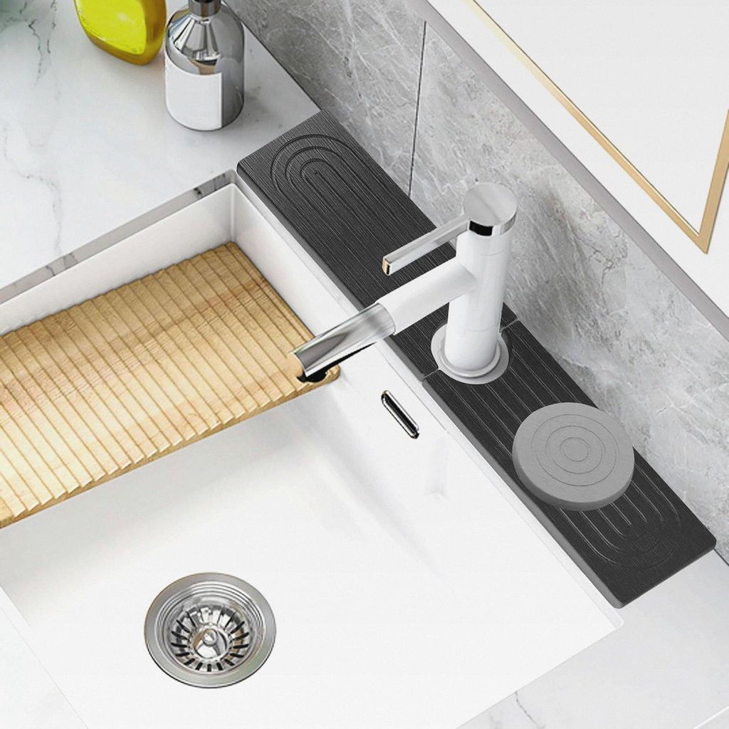 Wasserhahn Matte Abtropfmatte für Küchen Spüle, Stone Faucet Mat mit Untersetzer, U-Förmig Diatomit Schneller Trocknungsstein, Saugfähiger Nic...