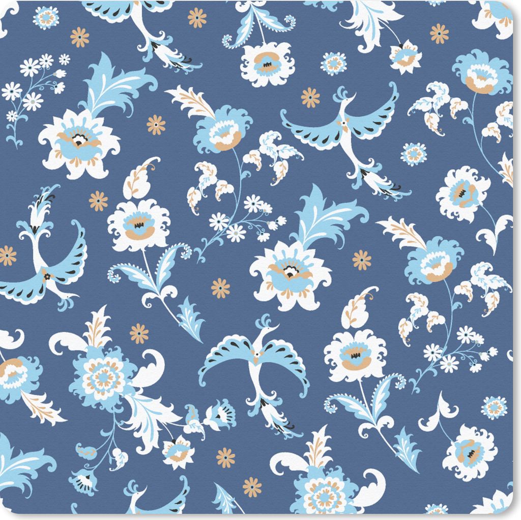 MuchoWow Mauspad Mousepad Muster - Vogel - Blumen 20x20 cm - Mousepads - Maus Mat - Pad - Mausunterlage - Desk Mat - Bureauartikeln