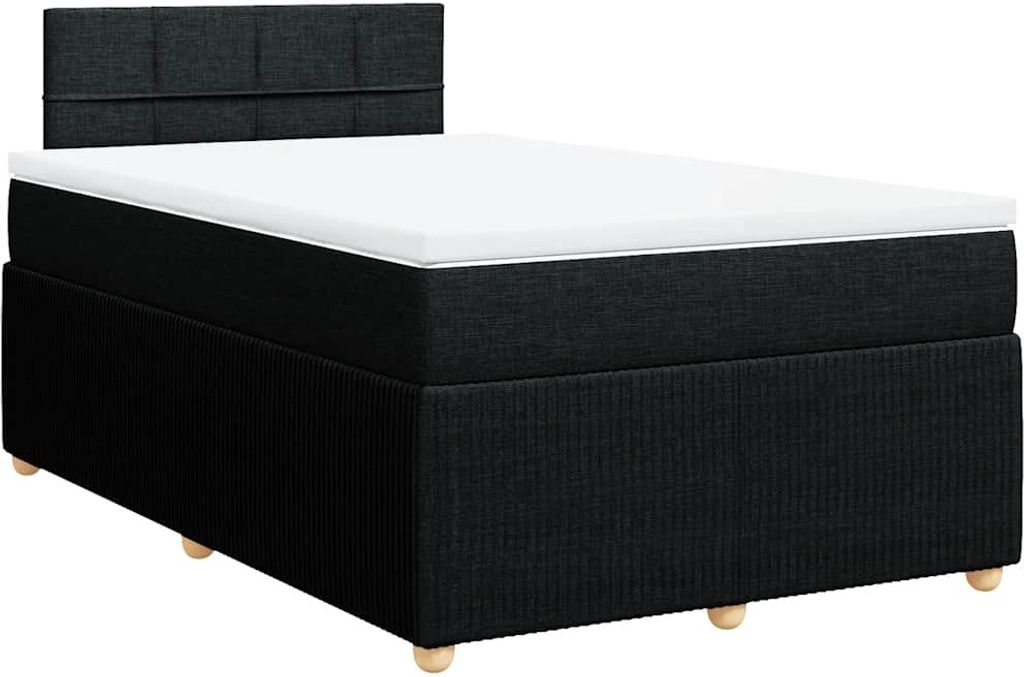 vidaXL Boxspringbett mit Matratze Schwarz 120x190 cm Stoff