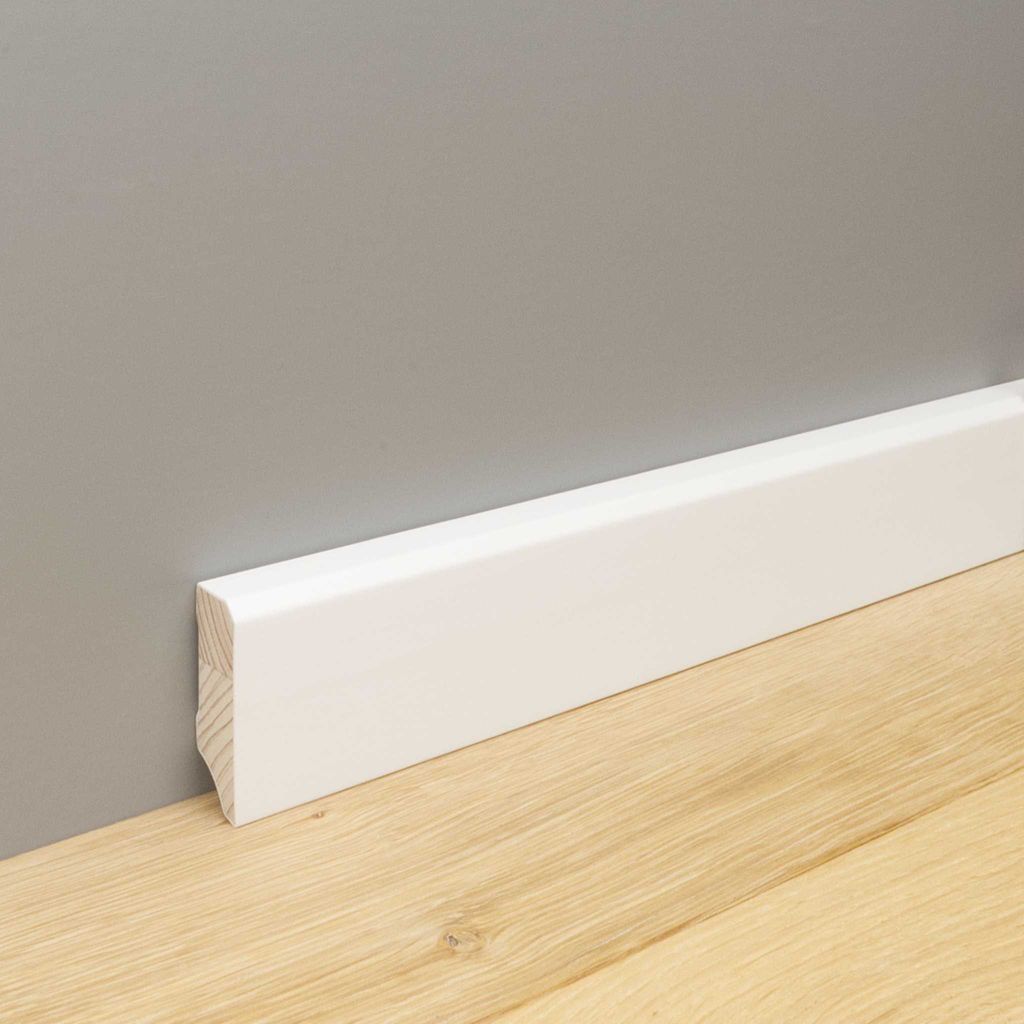 24 m Trevendo Sockelleiste massiv gefast weiß lackiert 16 x 40 x 2400 mm