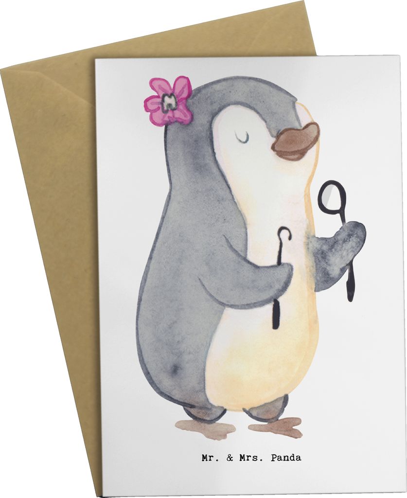 Mr. & Mrs. Panda Beileidskarte Zahnarzthelferin Herz - Weiß - Geschenk, weihnachtskarten, osterkarten, Grußkarten, einladungskarten, osterkarte, ...