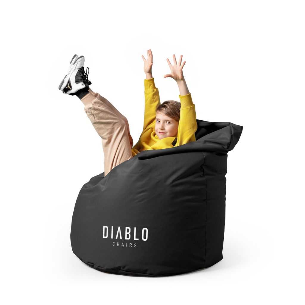 Diablo Kindersitzsack mit Füllung Sitzsack Gaming Sessel Beanbag Farbe: Schwarz