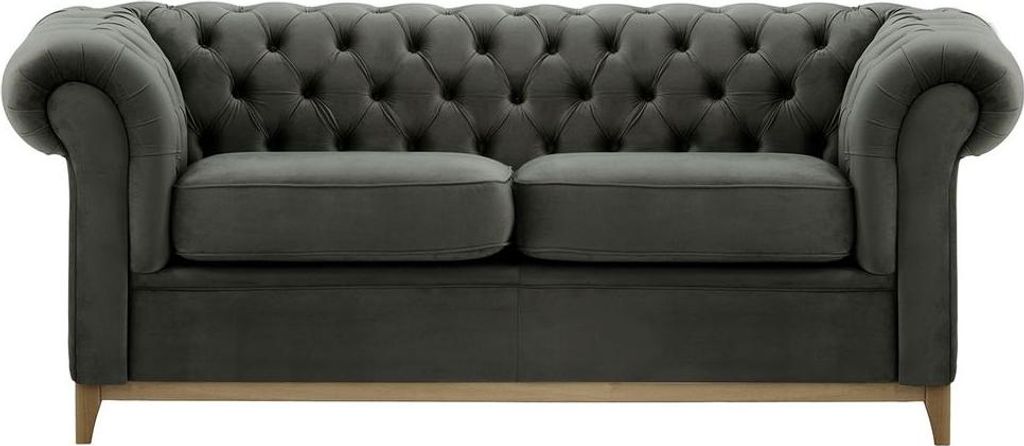 Dreisitzer-Sofa Chesterfield Wood-Velluto 19-wax black