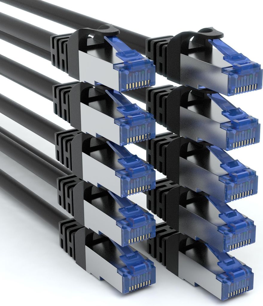 CAT 7 Patchkabel - BLACK - 0,5m || 10er Set