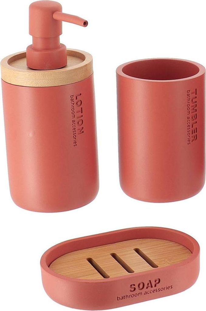 Becherset seifenspender und seifenschale polyresin- terracotta bambus - Tendance
