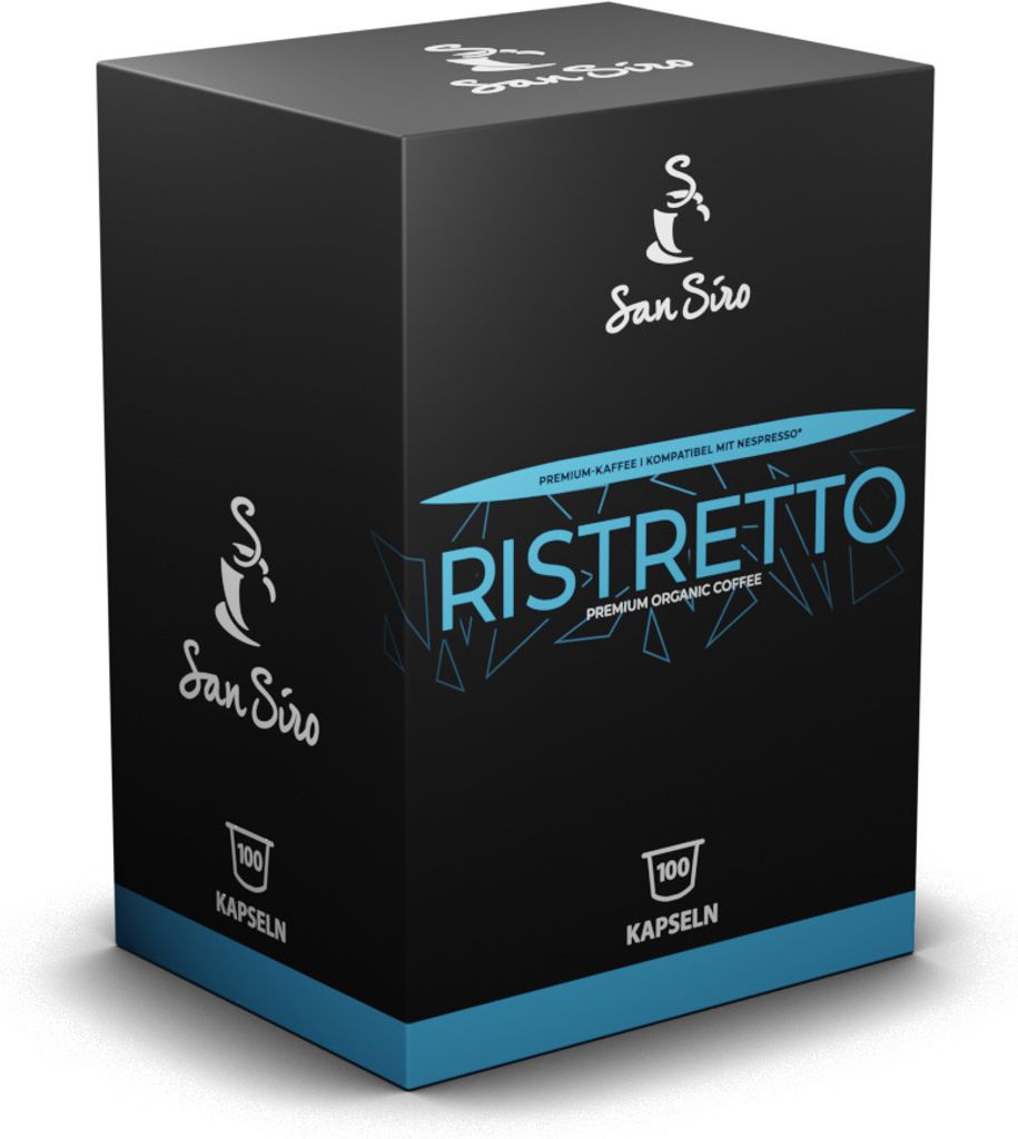 San Siro Bio Premium Kapselkaffee RISTRETTO - 100 Kapseln - Recyclebare Aluminium Kapseln - für Nespresso und SanSiro Smart Kapselmaschinen