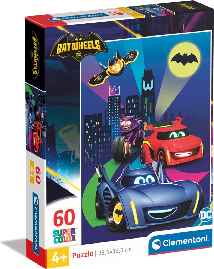 Clementoni Puzzle Super Color, 60 Teile, Batwheels, für Kindergartenkinder