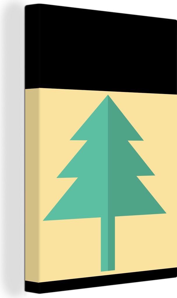 OneMillionCanvasses - Leinwandbilder - 90x140 cm, Weihnachten - Illustration - Weihnachtsbaum - Zitate - Frohe Weihnachten - Gelb, Wandbilder Kun...