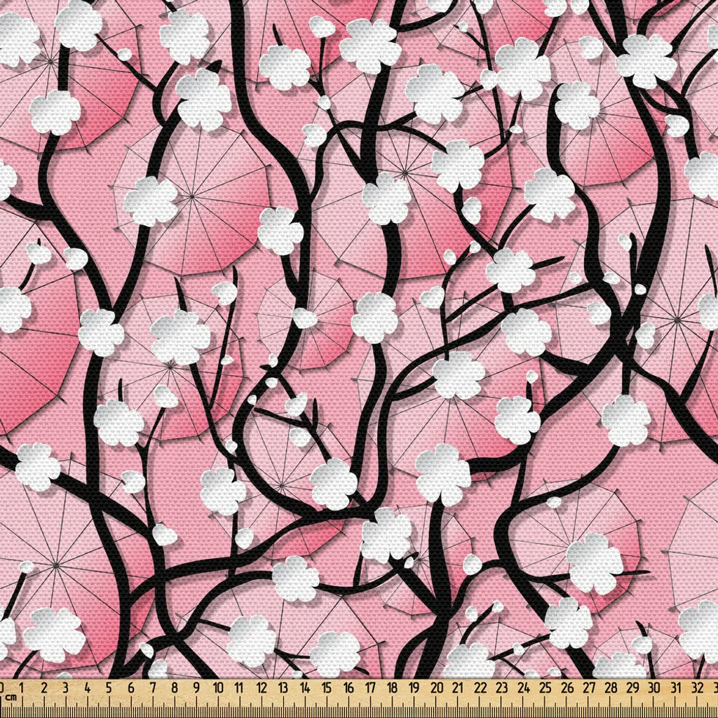 Tissu romantique japonais cerisier rose 3 mètres lavable en machine