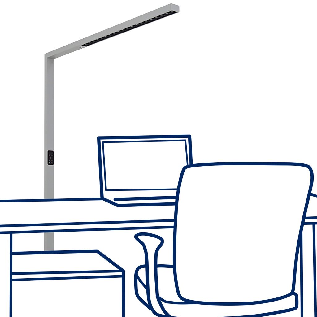 LED Stehlampe Büro - ROLF KERN | Clever-Pro | Moderne Standleuchte mit PIR-Bewegungsmelder Tageslichtsensor, 10.150 lm dimmbar per Touch Display a...