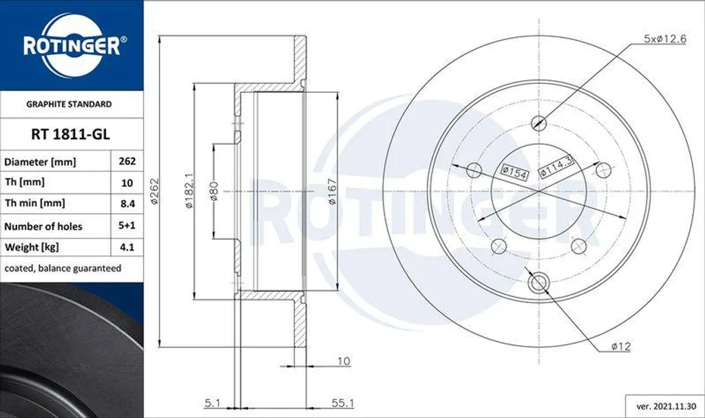 Disque de frein pour Mitsubishi Lancer entretien sûr ROTINGER 1811-GL