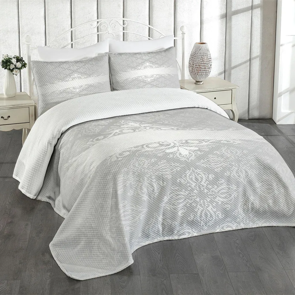 Set Copriletto ABAKUHAUS 220x220 Grigio - Stile Vintage Rinascimento