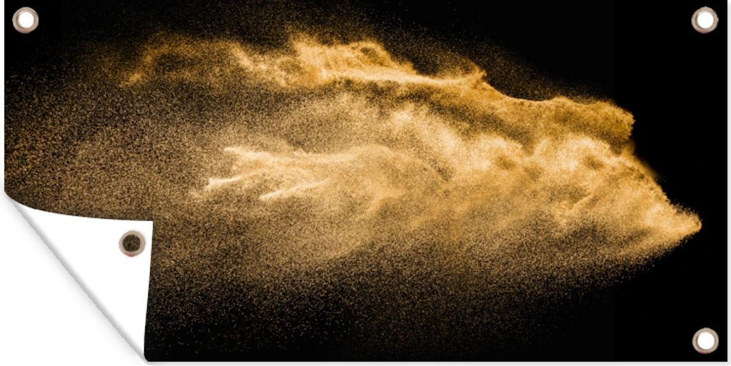 MuchoWow 80x40 cm Outdoor-Poster Gartendeko Sichtschutz Garten Poster für den Garten Sand - Gold - Schwarz - Luxus - Kunst