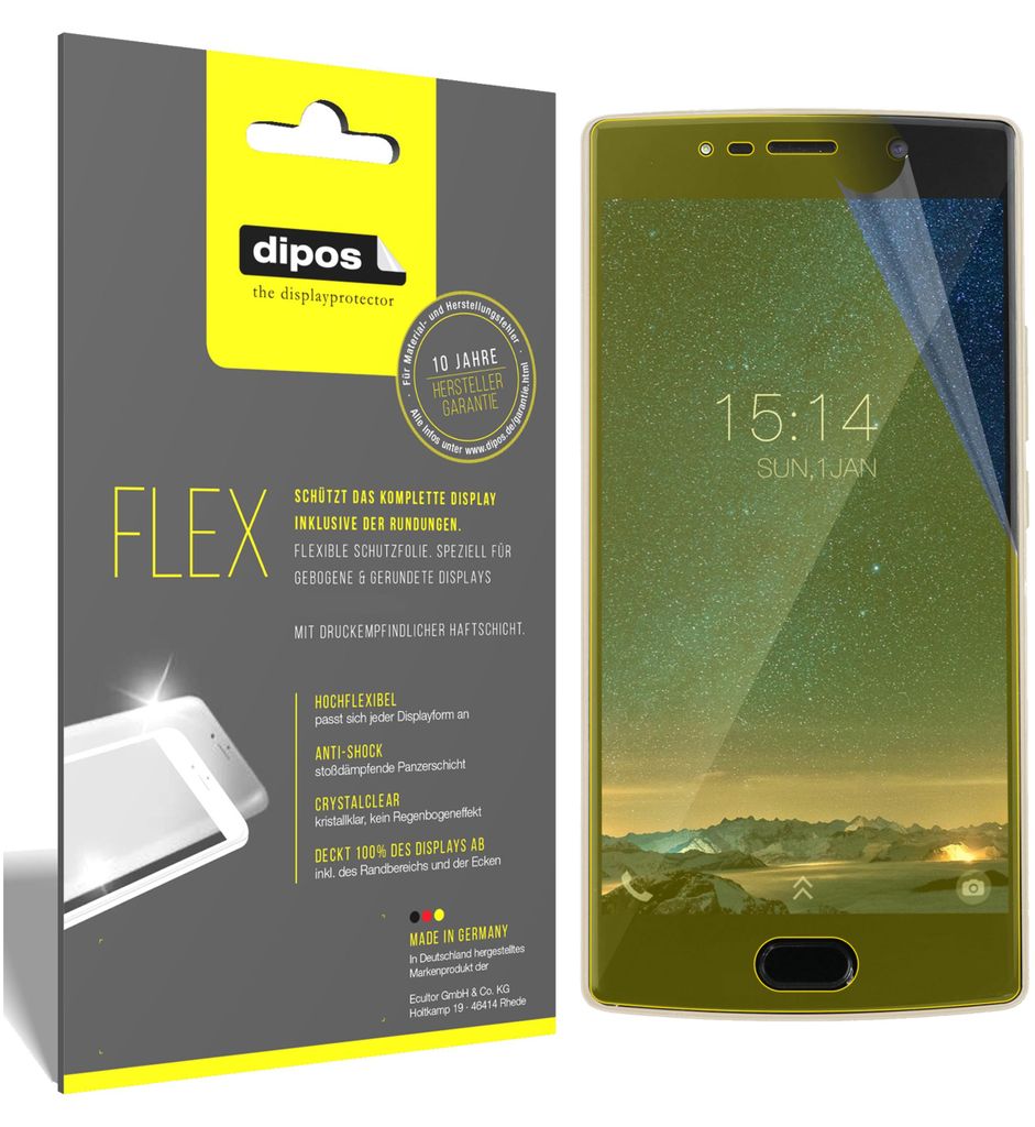 3x Doogee BL7000 Schutzfolie Folie, 100% Displayabdeckung, dipos Flex