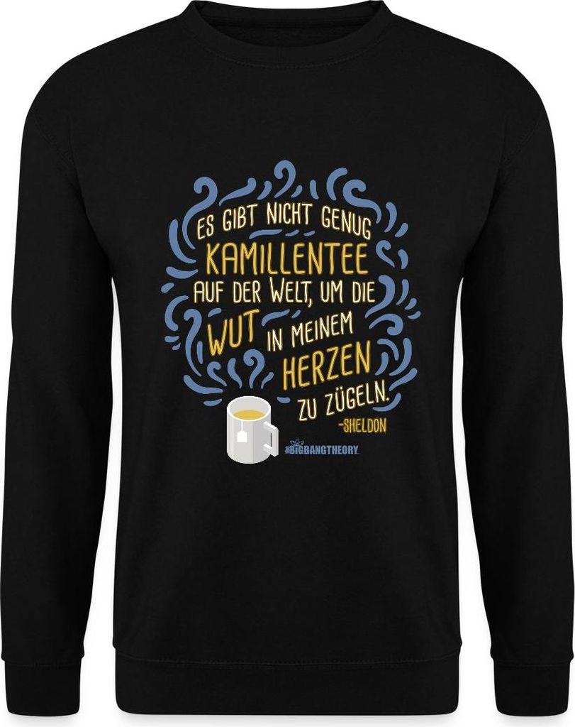 Spreadshirt The Big Bang Theory Kamillentee Wut Uni Pullover, S, Schwarz