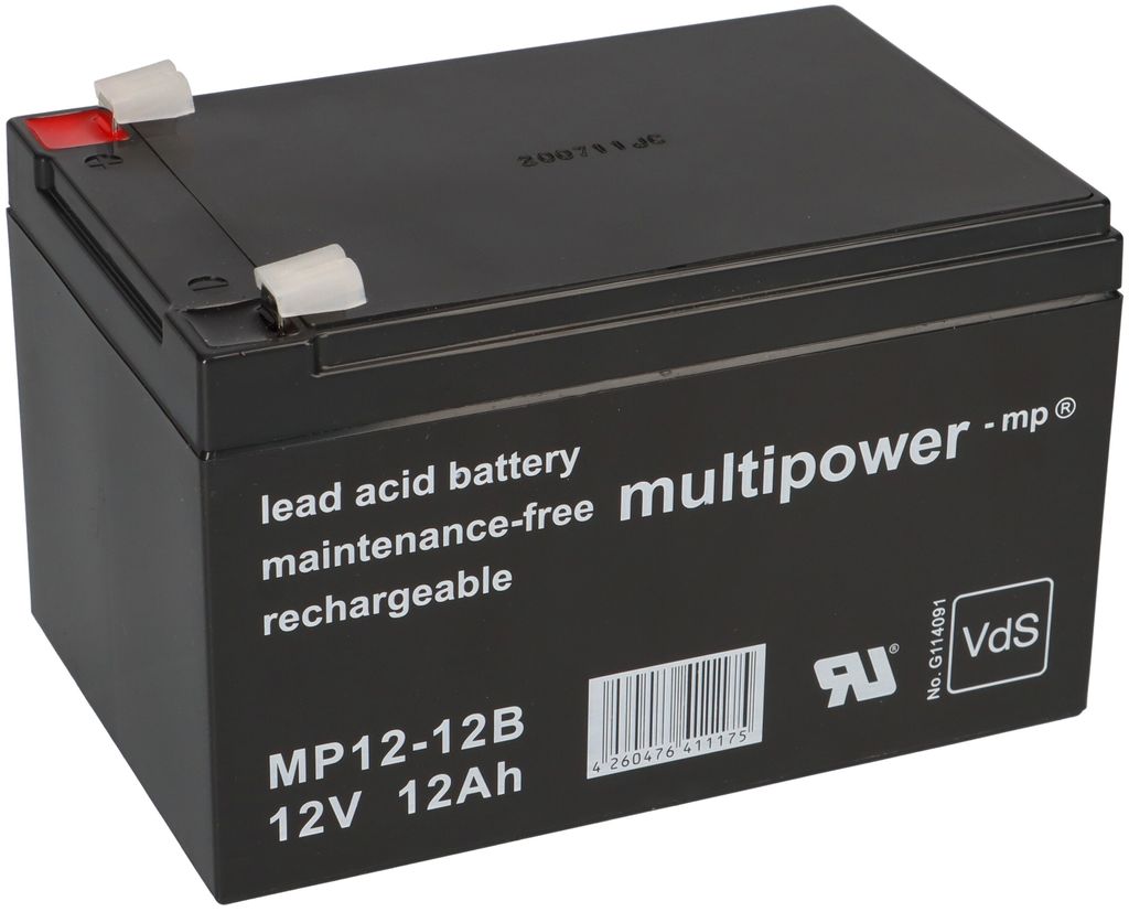 Batterie plomb-acide AGM Multipower MP12-12B, 12V, 12Ah, Image du produit 