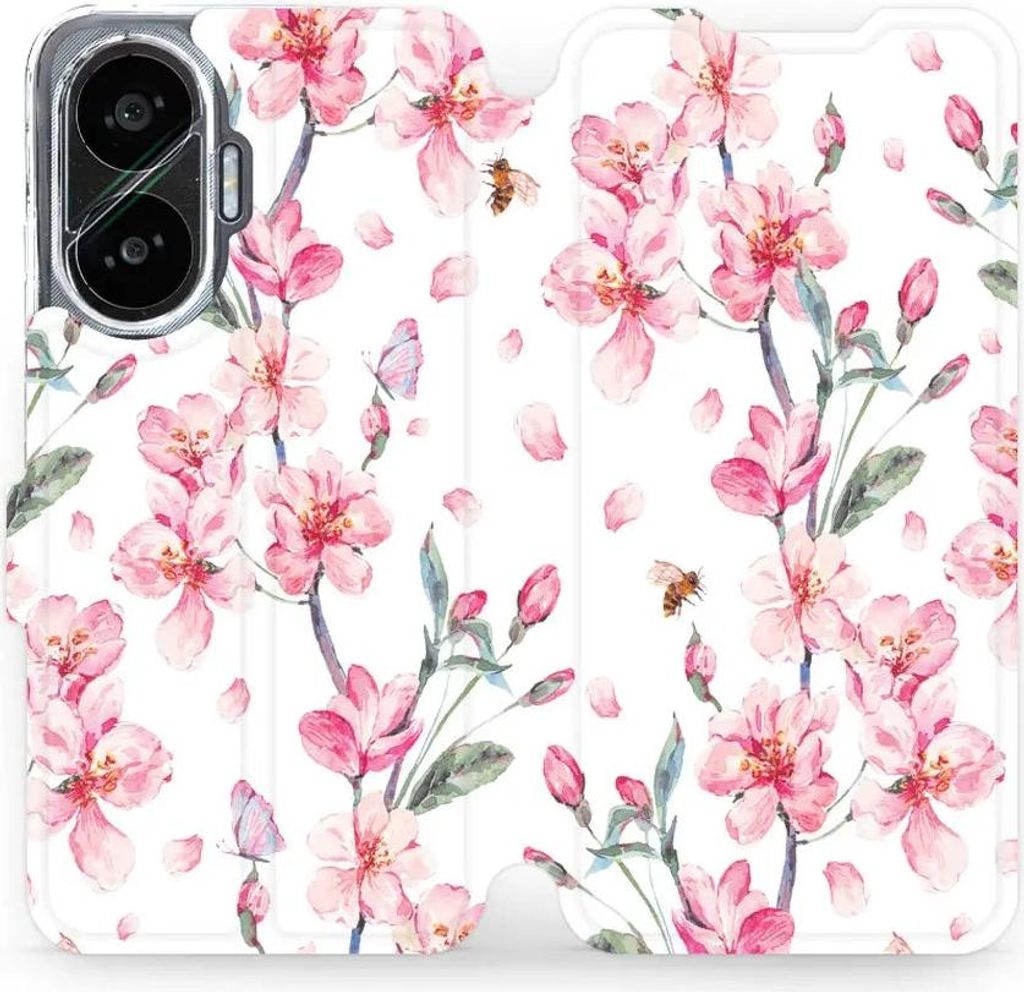 Handyhülle mit klappe für Xiaomi POCO F7, Mobiwear Book, Rosa Frühling
