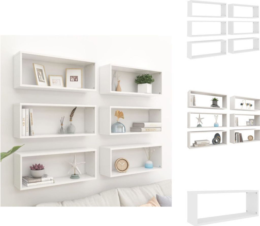 vidaXL Étagères cubes 6 pcs. Blanc 60x15x23 cm Bois Image du produit 