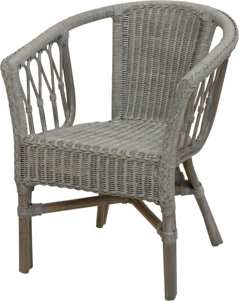KRINES HOME Stapelbarer Rattansessel, Rattanstuhl/Bistro-Sessel Balkonsessel in der Farbe Royal Grau