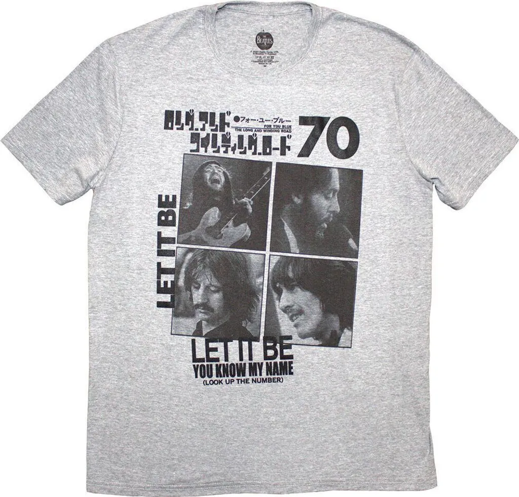 T-shirt Vintage The Beatles 1970 Gris en Pur Coton Doux Taille L