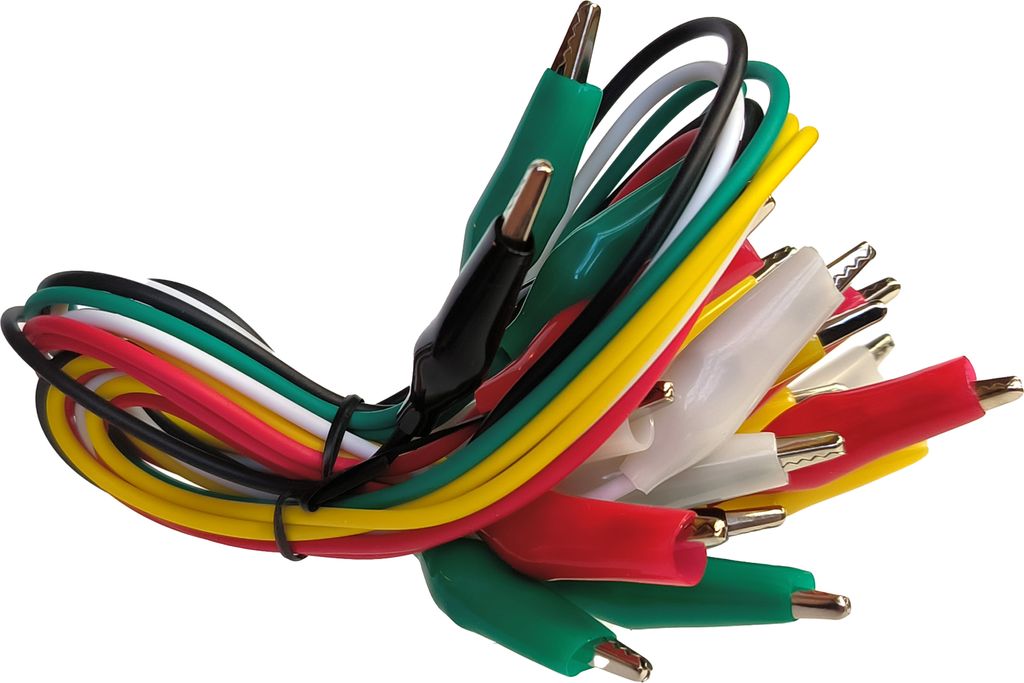 Krokodilklemmen Satz 10xKabel isoliert 54cm Farbig Schnellverbinder Set Prüfklemmen