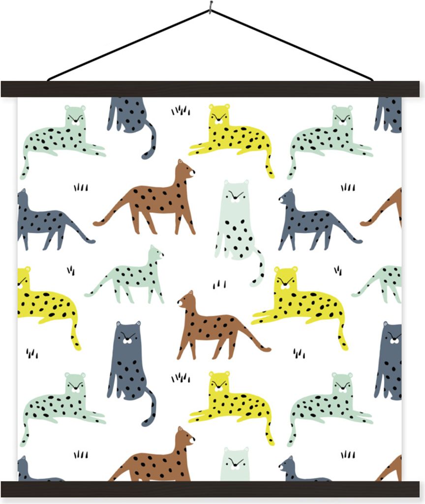 MuchoWow Textilposter Katze - Tiere - Weiß 40x40 cm mit schwarzem Rahmen - Fotos