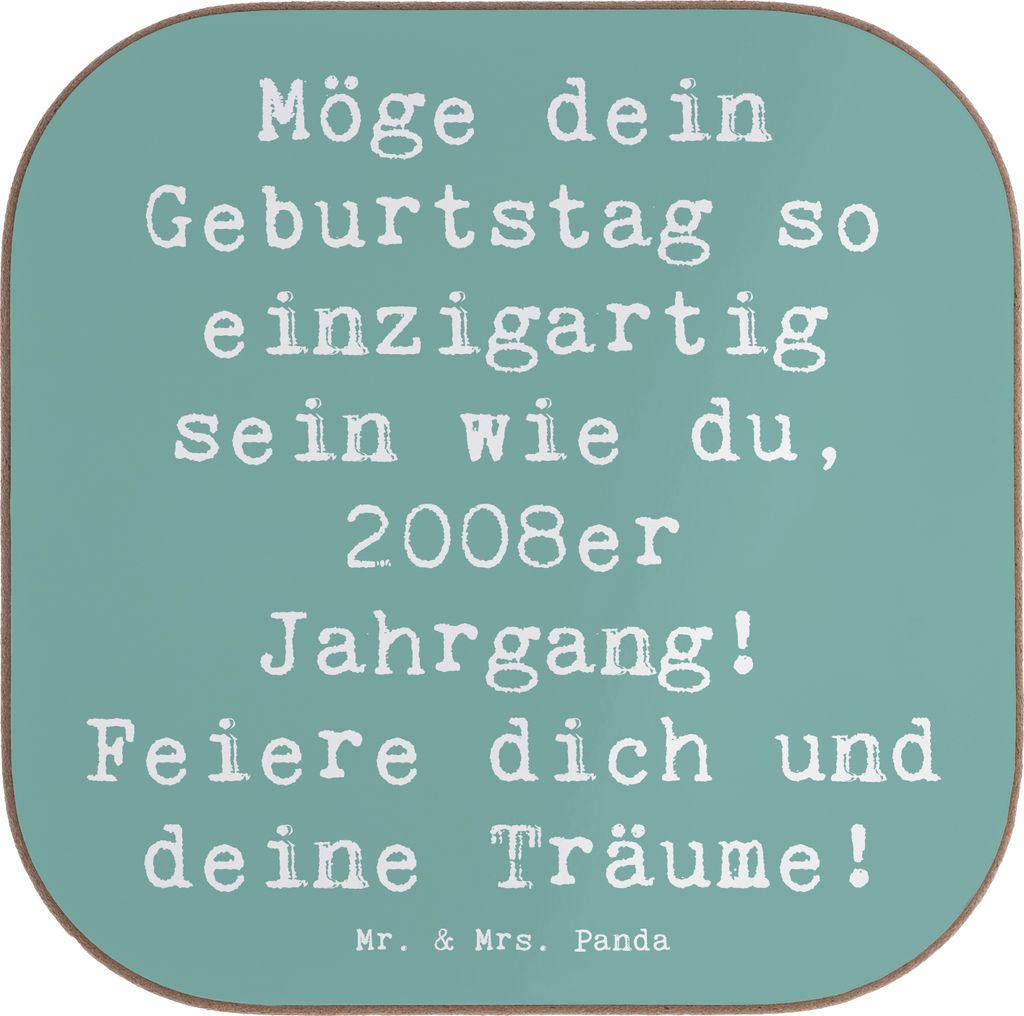 Mr. & Mrs. Panda Untersetzer für Gläser Spruch 2008 Geburtstag Einzigartig - Meeresbrise - Geschenk, Liebe, Jahrgang, Geburtstagsgeschenk, Geträ...